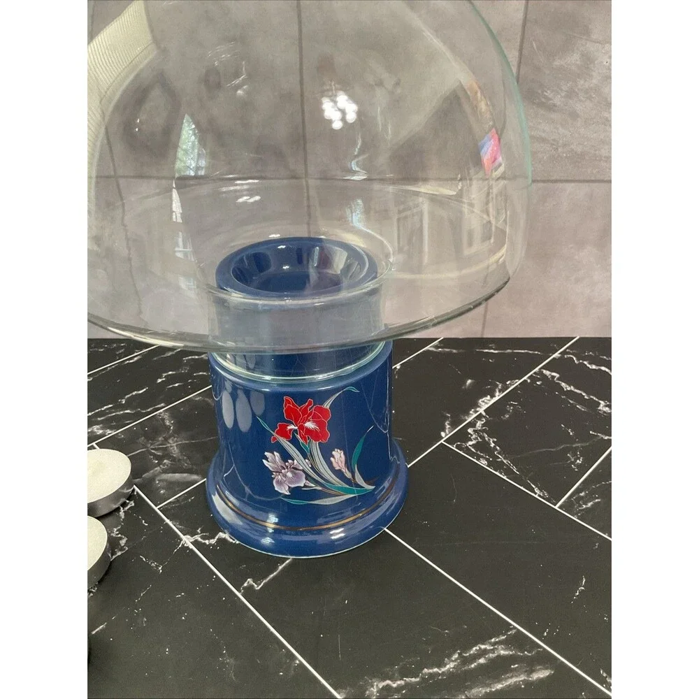 Classique Hurricane Lamp and Candle Blue Dynasty Jay Imports Co. Made in Japan
